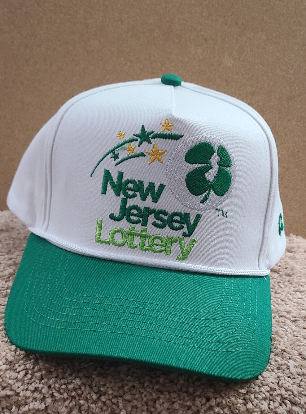 New Jersey Lottery White and Green Snapback Hat